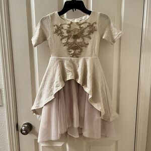 Joyfolie Roselyn Petticoat Dress in Gold Tulle Hi-Low Mia Joy Girls Size 5